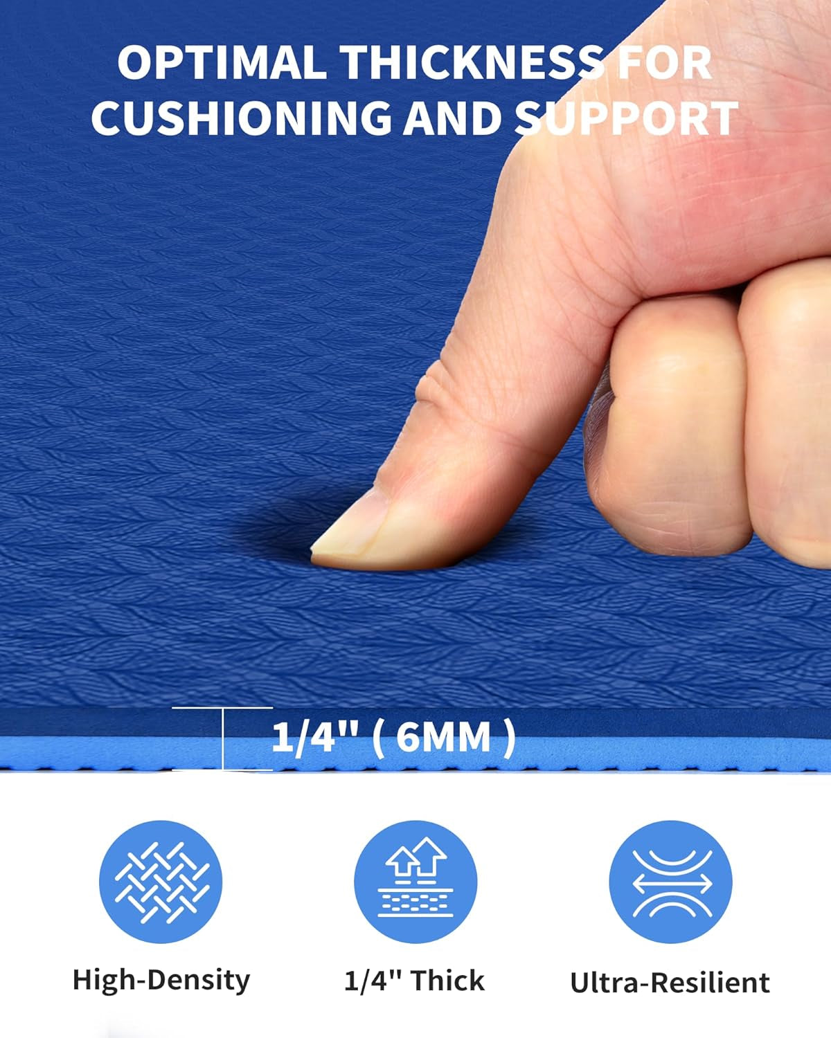 Large Yoga Mat (6'X 4'), Extra Wide Workout Mat for Men and Women, 0.24''/0.32''/0.4''/0.48'' Thick Exercise Fitness TPE Mat for Home Gym, Yoga, Pilates, Workout (Barefoot Exercise)