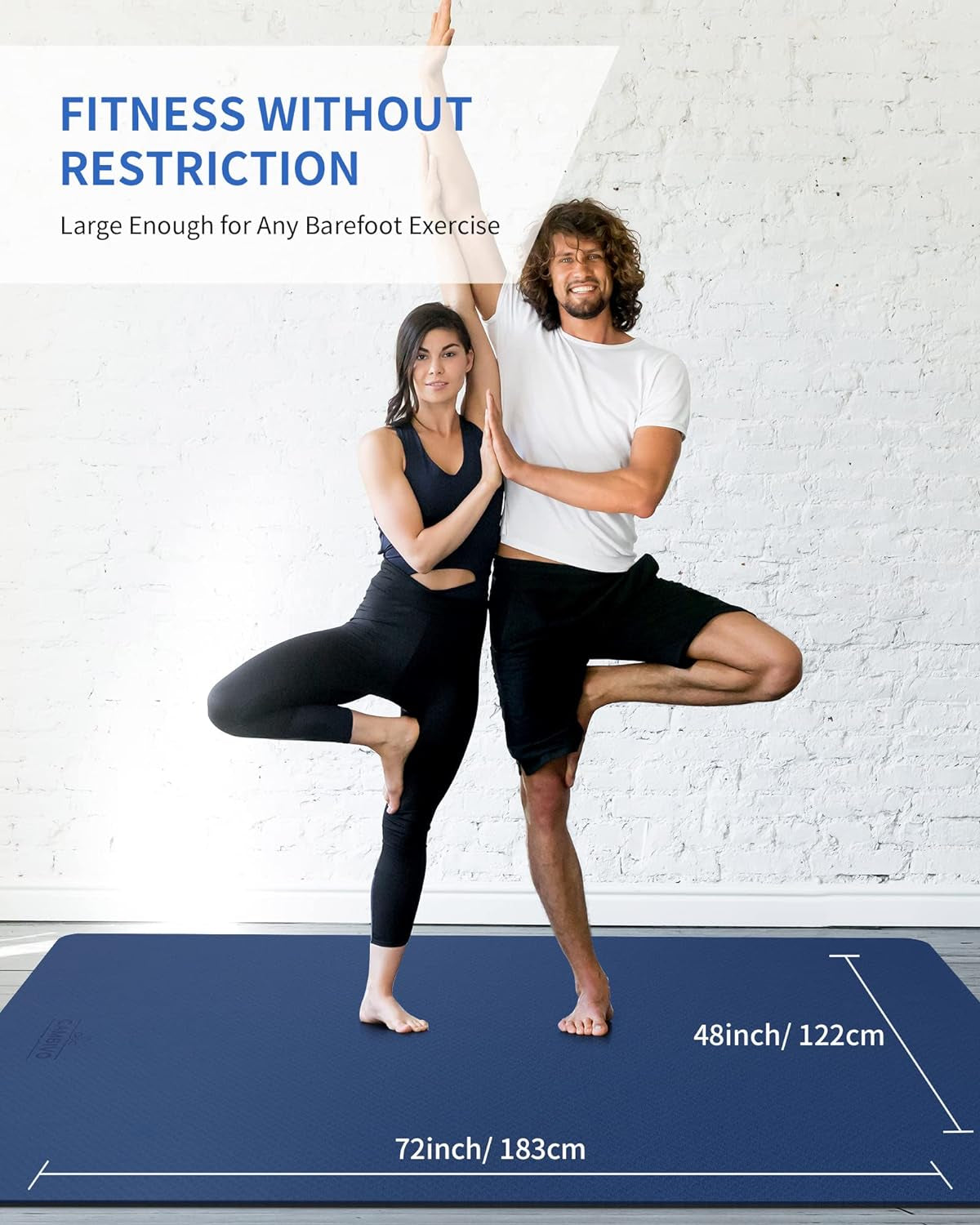 Large Yoga Mat (6'X 4'), Extra Wide Workout Mat for Men and Women, 0.24''/0.32''/0.4''/0.48'' Thick Exercise Fitness TPE Mat for Home Gym, Yoga, Pilates, Workout (Barefoot Exercise)