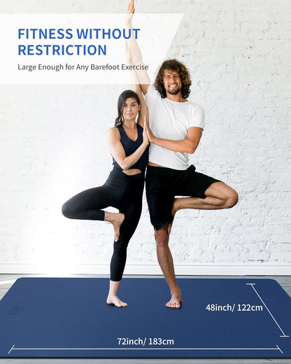 Large Yoga Mat (6'X 4'), Extra Wide Workout Mat for Men and Women, 0.24''/0.32''/0.4''/0.48'' Thick Exercise Fitness TPE Mat for Home Gym, Yoga, Pilates, Workout (Barefoot Exercise)